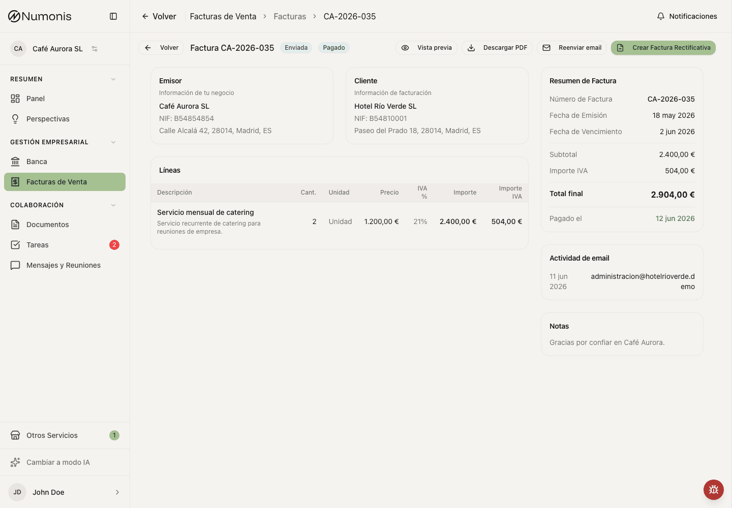 Sales invoice detail